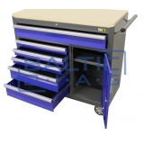 Mobile tool trolley with 6 drawers and cabinet