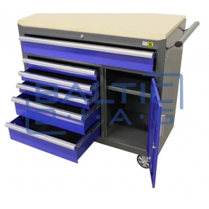 Mobile tool trolley with 6 drawers and cabinet