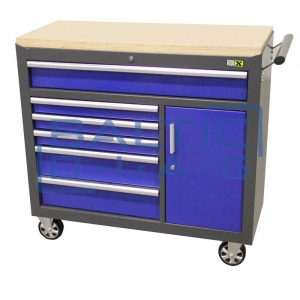 Mobile tool trolley with 6 drawers and cabinet