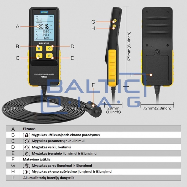 Прибор измерения давления топлива Autool PT630