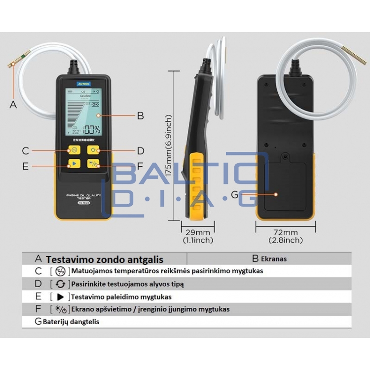 Internal combustion engine oil testing device Autool AS503