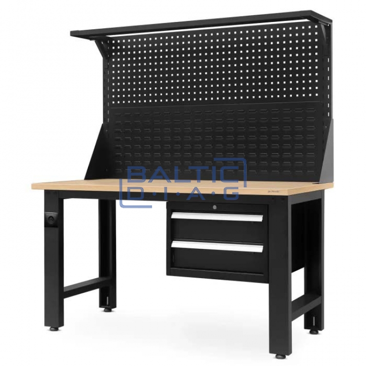 Metal workshop desk with drawers LOGAN BLACK