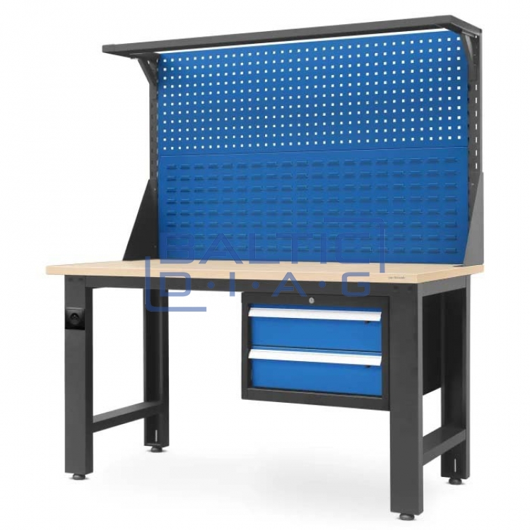 Metal workshop desk with drawers LOGAN BLUE