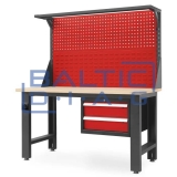 Metal workshop desk with drawers LOGAN RED