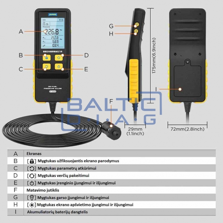 Устройство измерения давления топлива системы GDI Autool PT640