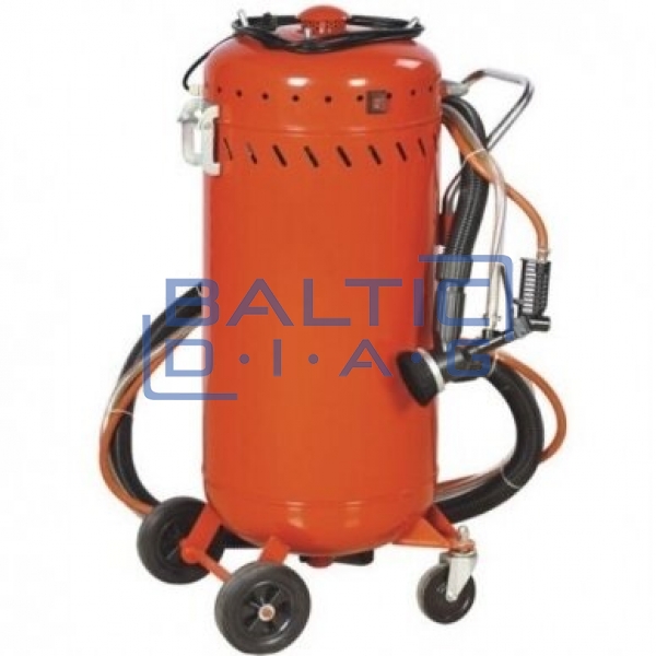 Dust-free sandblasting machine with 106 L tank and vacuum extraction