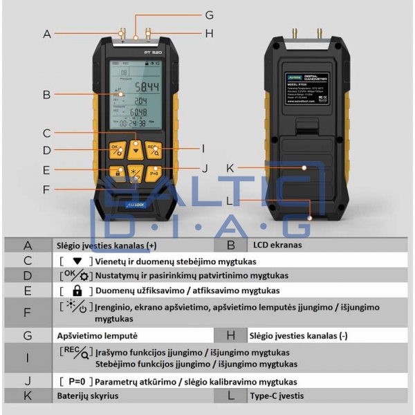 Air pressure measuring device Autool PT520