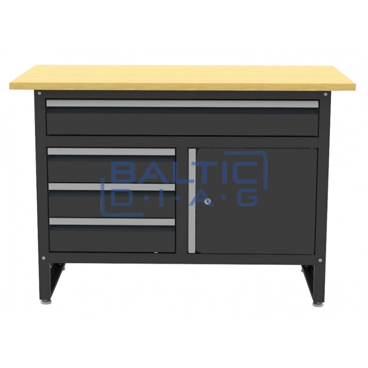 A workbench with a wooden surface