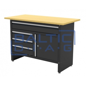 A workbench with a wooden surface