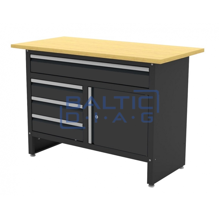 A workbench with a wooden surface