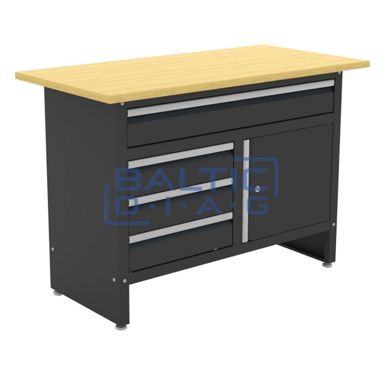 A workbench with a wooden surface