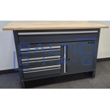 A workbench with a wooden surface