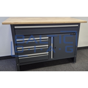 A workbench with a wooden surface