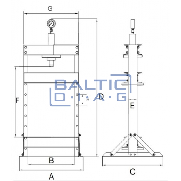 Hydraulic press 20 tons with manometer