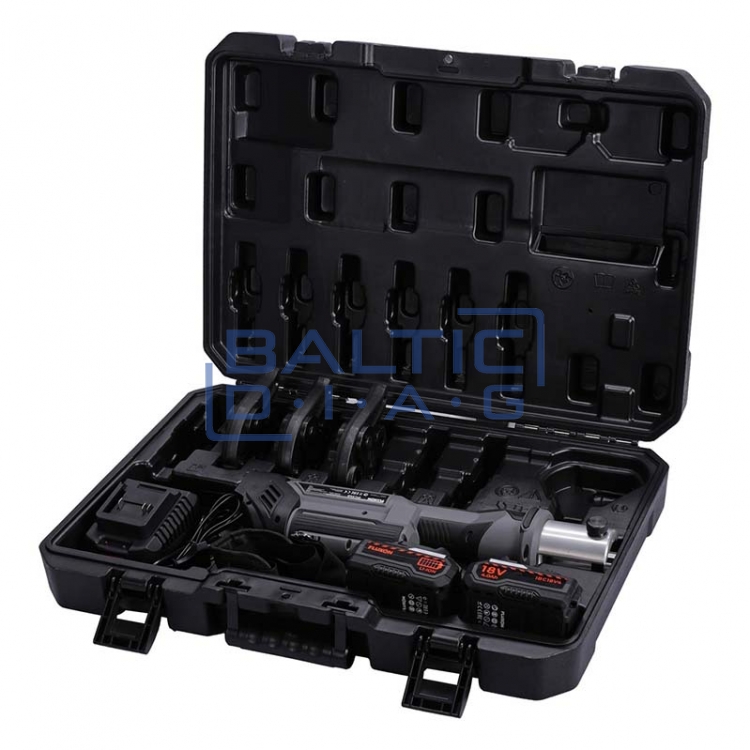 Cordless pipe crimping pliers, U-shaped, 32 kN