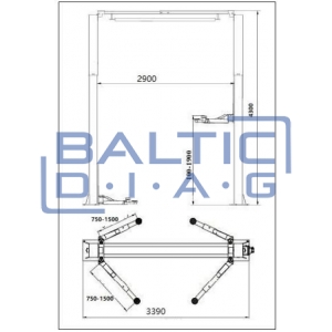 Two post lift with electromagnetic Locking and 3 + 3 stage arms, 4.5T BD-4500VEL33