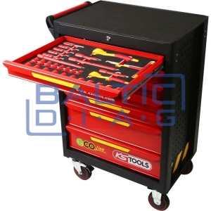 Tool trolley ECOLine with 42 insulated tools, for electric vehicles