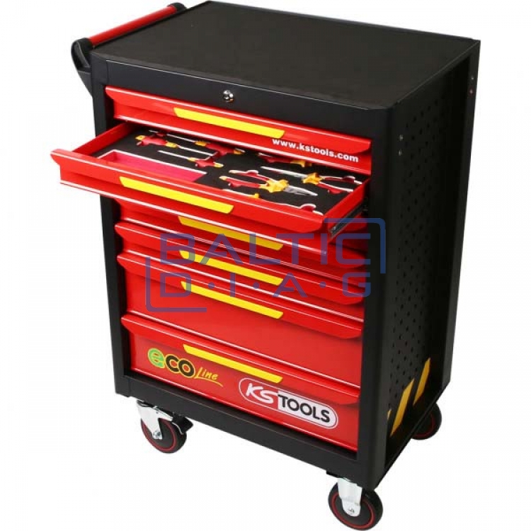 Tool trolley ECOLine with 42 insulated tools, for electric vehicles