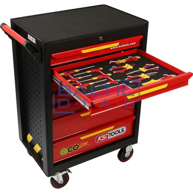 Tool trolley ECOLine with 42 insulated tools, for electric vehicles