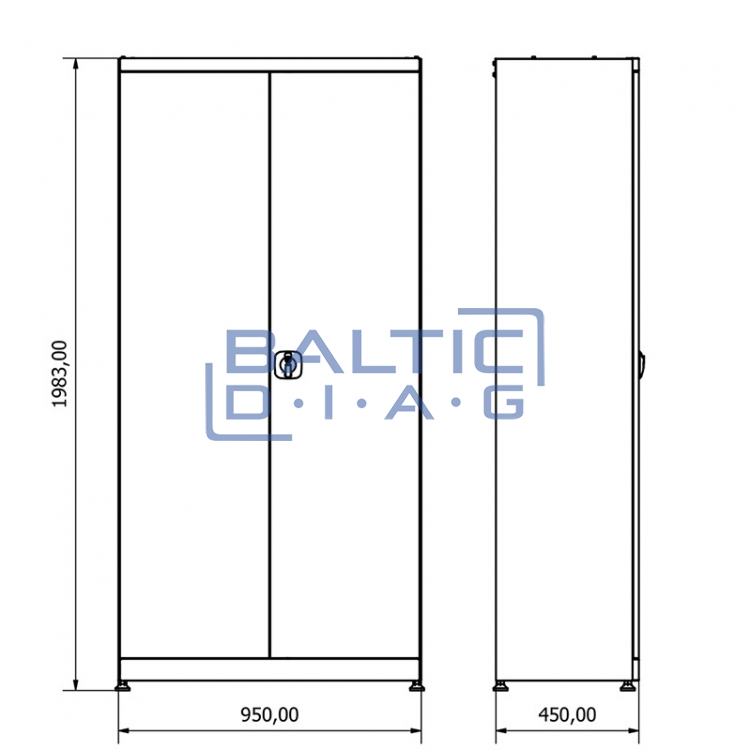 Metal work cabinet with 4 shelves and 2 drawers Valkenpower