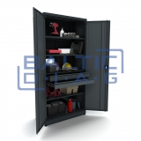 Metal work cabinet with 4 shelves and 2 drawers Valkenpower