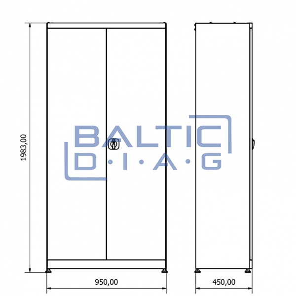 Metal work cabinet with 4 shelves Valkenpower