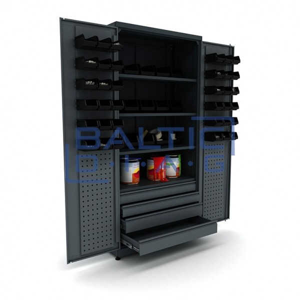 Металлический рабочий шкаф с 4 ящиками, 4 полками и ящиками Valkenpower