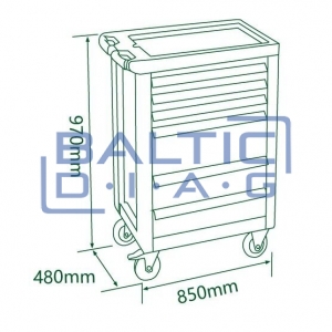 Tool trolley, 7 drawers and 330 pcs. tools