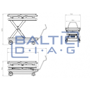 Electrohydraulic, mobile scissor lift for electric cars BT1200