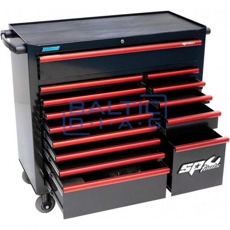 Įrankių vežimėlis su 14 stalčių SPtools Custom series