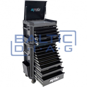 Tool trolley with top box and 16 drawers, SPtools Tech series