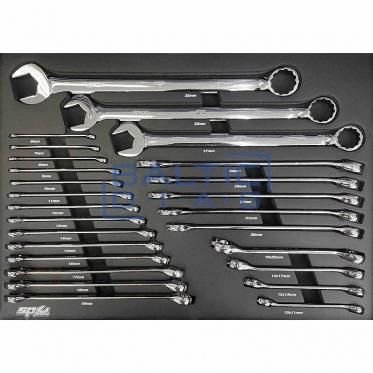 Įrankių vežimėlis su 233 vnt. įrankių 7 stalčiuose SP Tools Custom Series