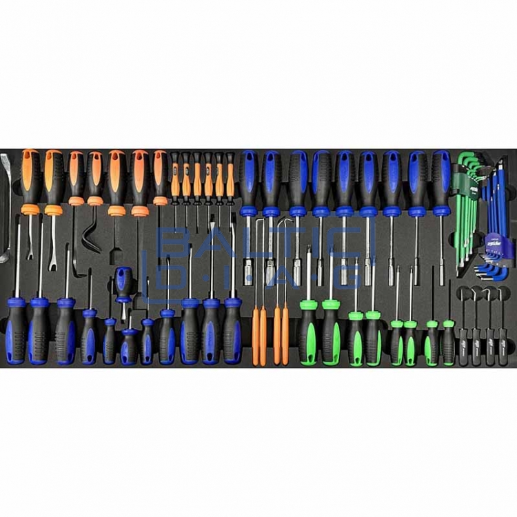 Įrankių vežimėlis su 14 stalčių ir 425 vnt. įrankiais SP Tools Custom Series