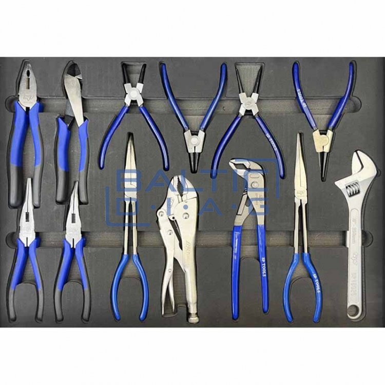 Įrankių vežimėlis su 14 stalčių ir 425 vnt. įrankiais SP Tools Custom Series