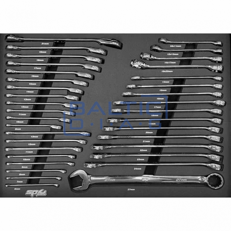 Įrankių vežimėlis su 14 stalčių ir 425 vnt. įrankiais SP Tools Custom Series