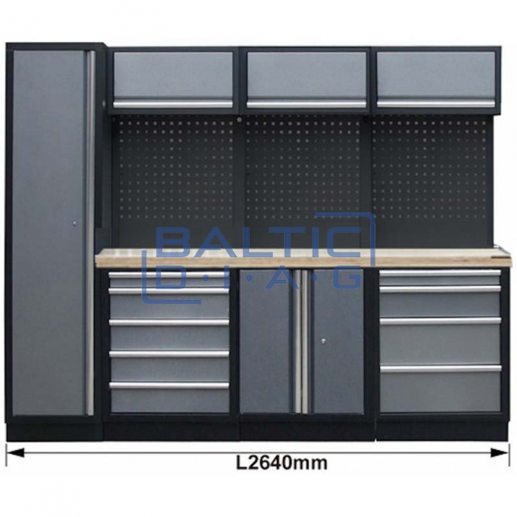 Профессиональный стационарный верстак Backing Panel с подвесными шкафами