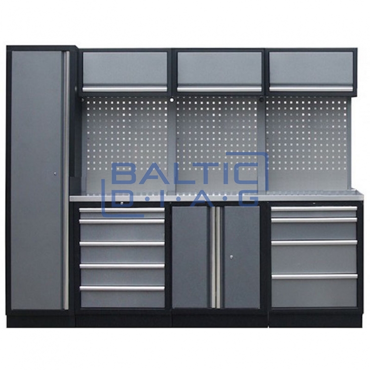 Профессиональный стационарный верстак Backing Panel с подвесными шкафами