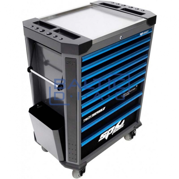 Įrankių vežimėlis su 9 stalčiais ir 381 vnt. įrankiais SP Tools Tech Series