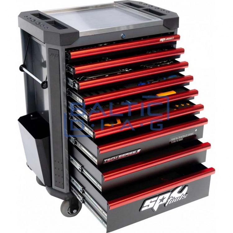 Tool trolley with 9 drawers and 381 pcs. tools SPtools Tech series