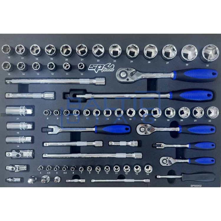 Įrankių vežimėlis su 9 stalčiais ir 381 vnt. įrankiais SP Tools Tech Series