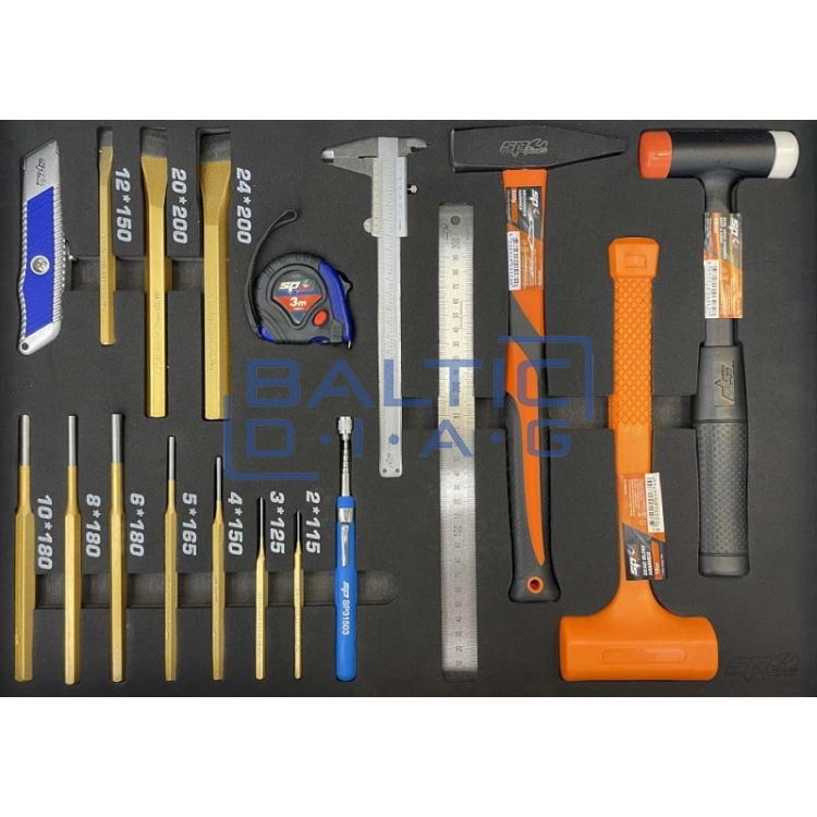 Įrankių vėžimėlis su 7 stalčiais ir 334 vnt. įrankiais SP Tools Custom Series