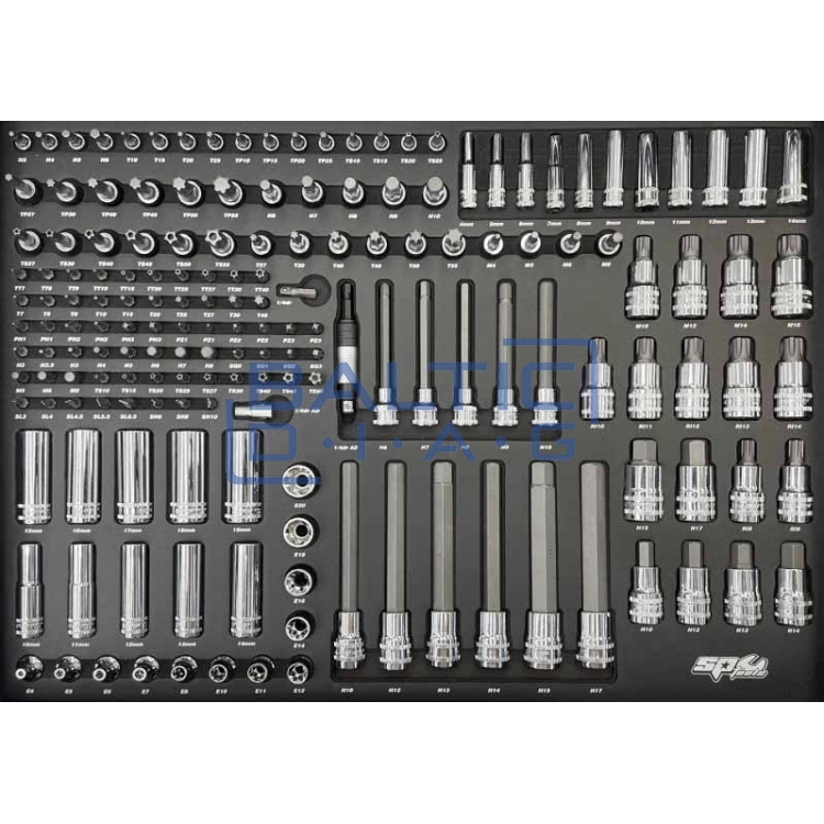Įrankių vėžimėlis su 7 stalčiais ir 334 vnt. įrankiais SP Tools Custom Series