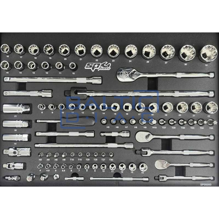 Įrankių vežimėlis su 9 stalčiais ir 387 vnt. įrankiais SP Tools Tech Series