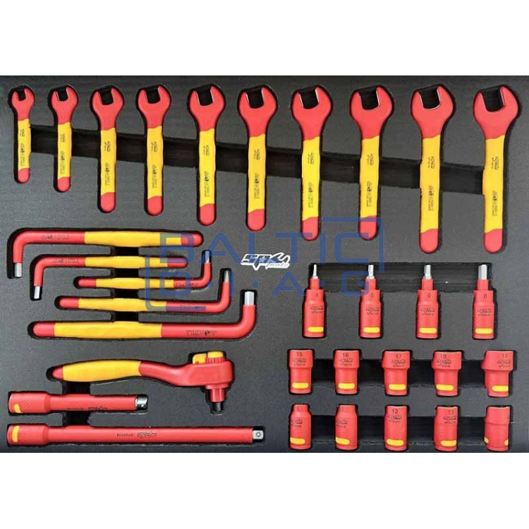 Tool trolley for electric vehicle servicing with 9 drawers, 199 tools, and laptop stand SP Tools Tech Series