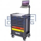 Tool trolley for electric vehicle servicing with 9 drawers, 199 tools, and laptop stand SP Tools Tech Series