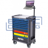 Tool trolley for electric vehicle servicing with 9 drawers, 199 tools, and laptop stand SP Tools Tech Series