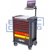 Tool trolley for electric vehicle servicing with 9 drawers, 199 tools, and laptop stand SP Tools Tech Series
