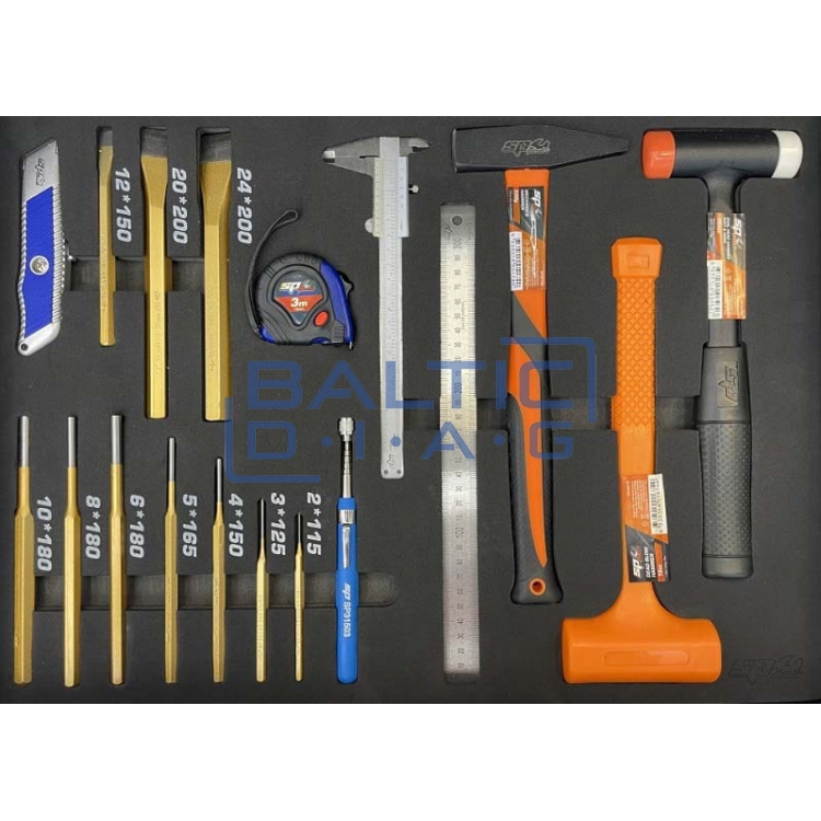 Įrankių vežimėlis su 9 stalčiais ir 433 vnt. įrankiais SP Tools Tech Series