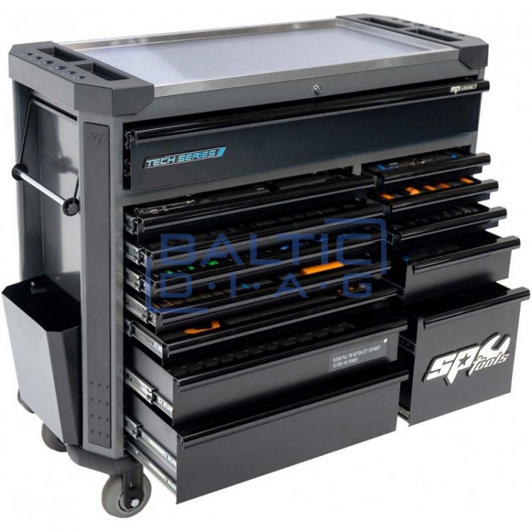 Įrankių vežimėlis su 13 stalčių ir 470 vnt. įrankiais SP Tools Tech Series