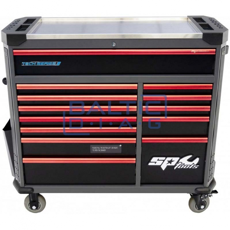 Įrankių vežimėlis su 13 stalčių ir 411 vnt. įrankiais SP Tools Tech Series